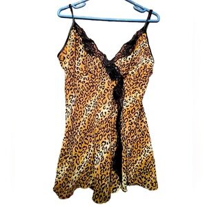 VTG California Dynasty Women's Cheetah Print Nightie Lingerie Polyester in Large